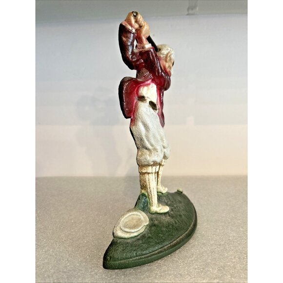 Vintage JOHN WRIGHT Signed Cast Iron Doorstop Old Man Golf Golfer 4 Pounds Rare - Picture 3 of 6